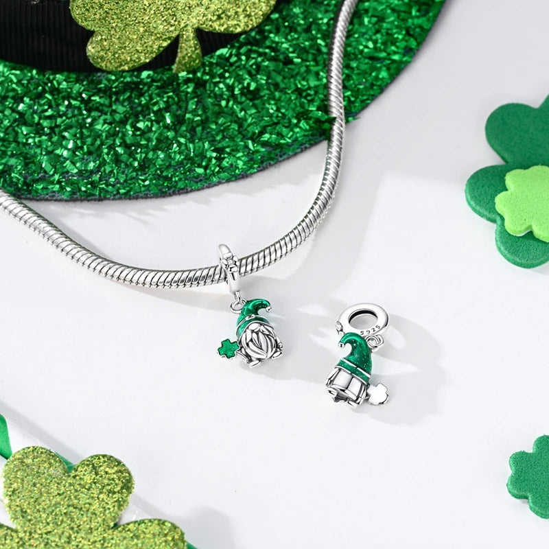 Neu im 925er-Sterlingsilber, grüne Charms, Perlen, Frosch, Kleeblatt, Schildkröte, Anhänger, Schmuck, passend für Original-925-Armbänder für Frauen, DIY-Geschenk