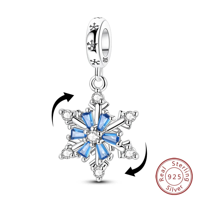 Winter-Charm, Original-Charm-Anhänger aus 925er-Sterlingsilber, Schneeflocke, Schneemann, Pinguin, für Frauen, feiner DIY-Geburtstagsschmuck, Geschenke