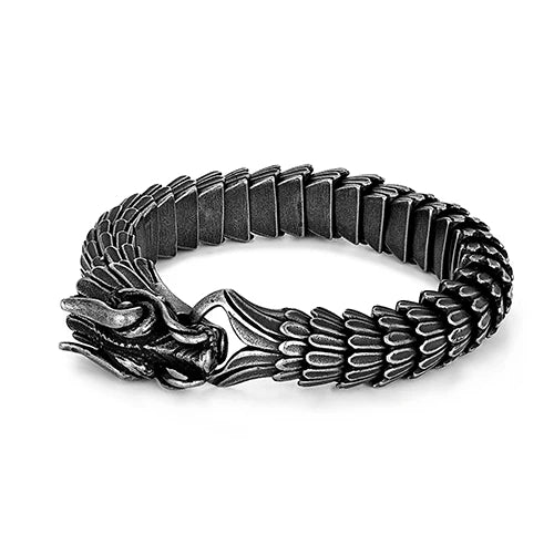 Trendy Drachen Skala Muster Dominierenden Armband Für Männer Retro Edelstahl Kiel Armreif Männlich Casting Punk Dicke Armband Heißer