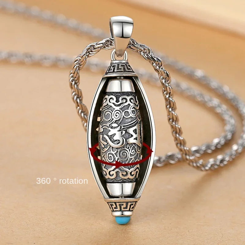 Mode Sechs-charakter Schrift Buddha Halskette für Männer und Frauen Retro Hohl Muster Gebet Räder Anhänger Schmuck Zubehör