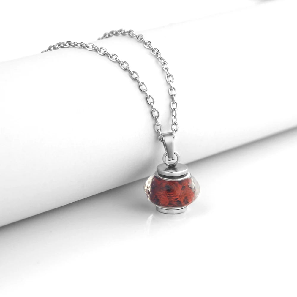 Rose Blume Einäscherung Urne Halskette für Asche Edelstahl Denkmal Einäscherung Schmuck Andenken Anhänger Halskette für Frauen Mädchen