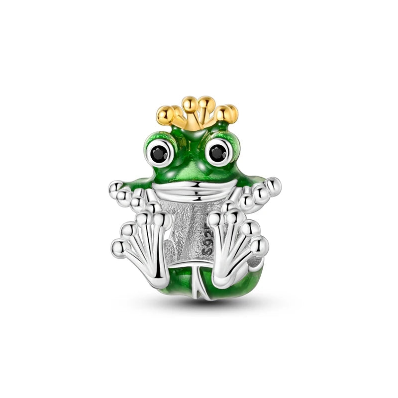 Neu im 925er-Sterlingsilber, grüne Charms, Perlen, Frosch, Kleeblatt, Schildkröte, Anhänger, Schmuck, passend für Original-925-Armbänder für Frauen, DIY-Geschenk