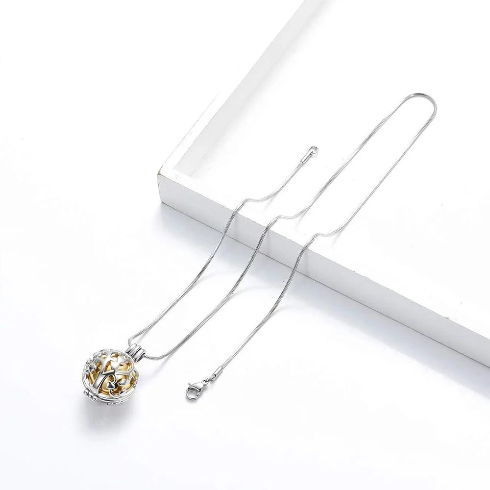 Urnen-Halskette für Asche mit hohler Mini-Kugel, Andenken, Urnen-Anhänger, Gedenkschmuck für Asche