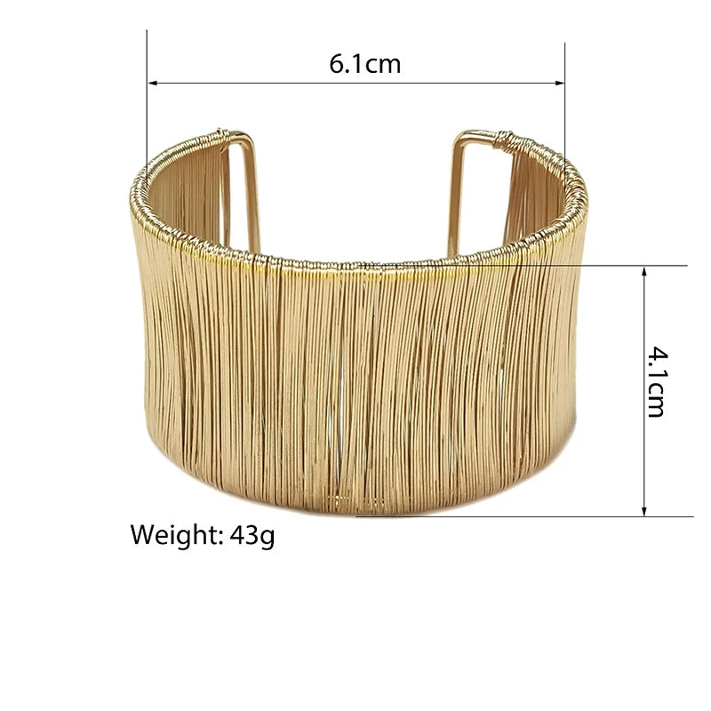Mode offene Manschette Frauen Armband Armreif Punk Metalldraht Schnur verstellbare Vintage übertrieben Gold Silber Farbe Schmuck Armreifen