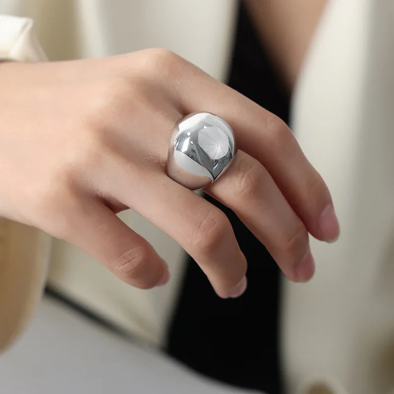 Mode Frauen Edelstahl Ring Oval Weibliche Luxus Ring Punk Zubehör Ästhetik Schmuck Party Geschenk Großhandel