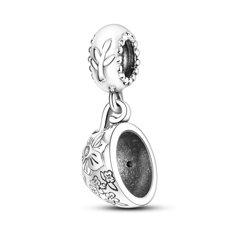 Echtes 925 Sterling Silber Buch Und Kaffeetasse Charms Fit Original Pand 3mm Armband Anhänger Perlen Frauen Edlen schmuck
