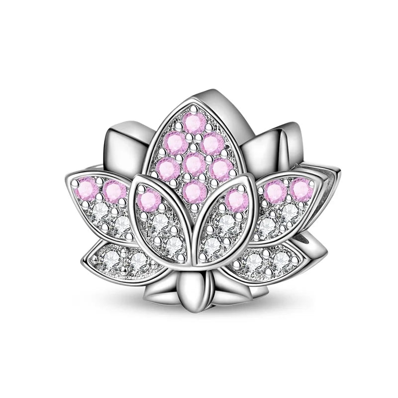 Rosa Charms aus 925er-Sterlingsilber, Perlen, Schmetterling, Parfümflasche, Krone, herzförmiger Zirkon, Charms für Frauen, feiner DIY-Schmuck, Geschenke
