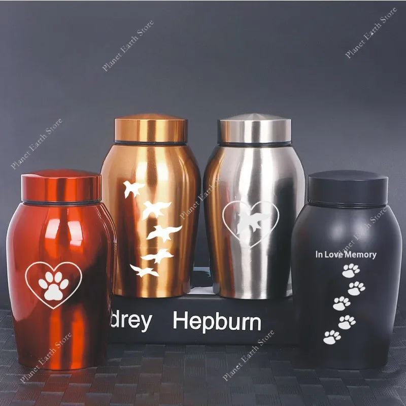 2025, neue Edelstahl-Urne für Hunde, Katzen, Vögel, Maus, Feuerbestattung, Asche, Urne für Asche, für Haustiere, versiegelte Beerdigung für Hunde, Haustier-Souvenir-Glas