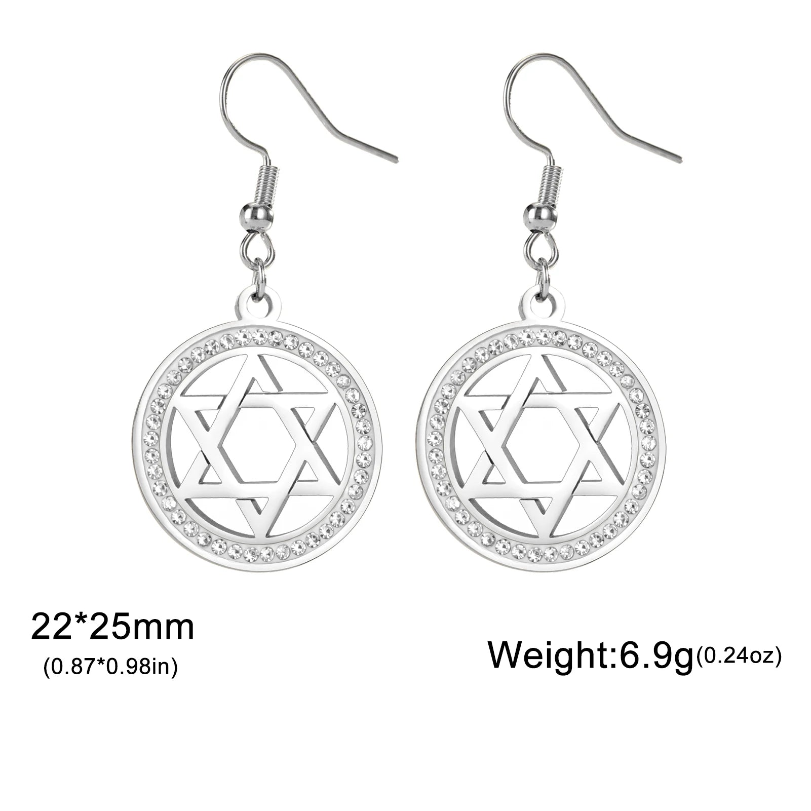 LIKGREAT Stern von David Edelstahl Vintage Halskette klar Zirkon runde Anhänger Halsketten Schmuck Hochzeits geschenk für Frauen Männer