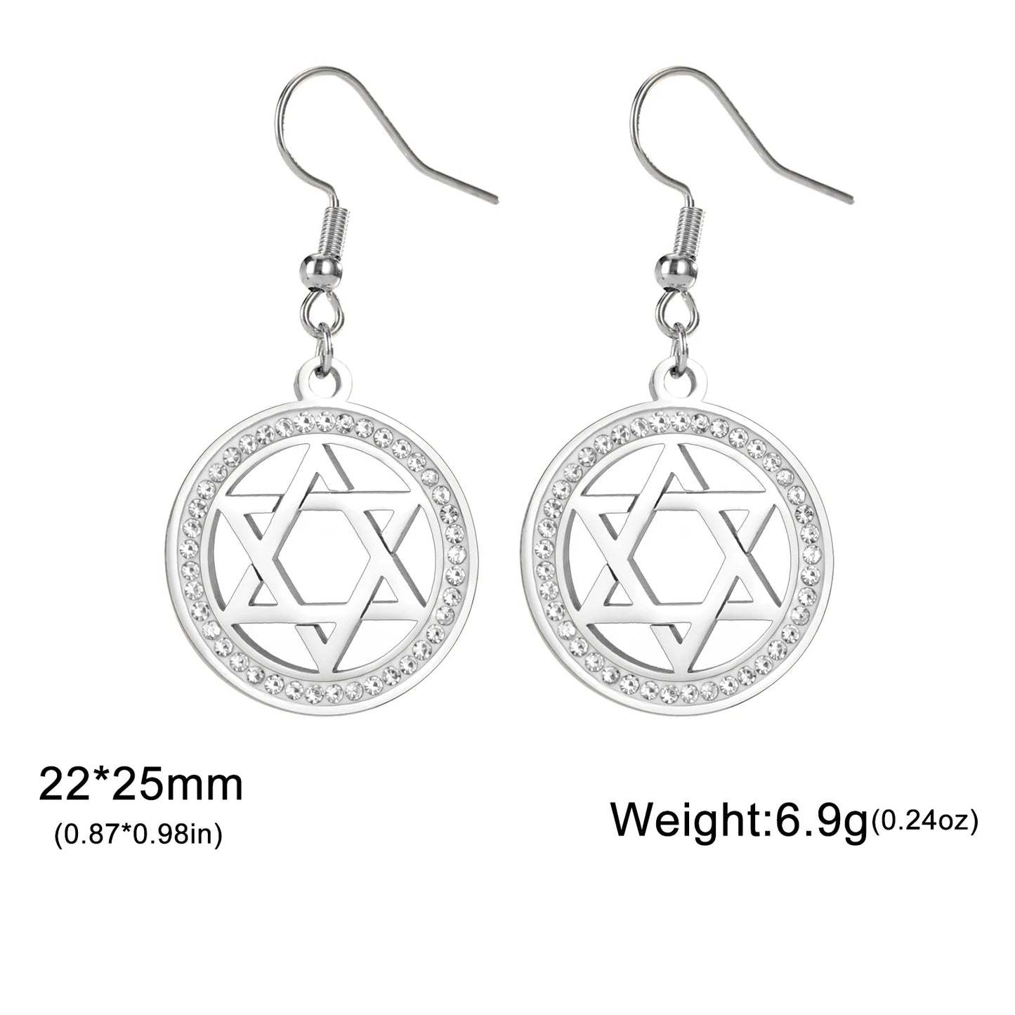 LIKGREAT Stern von David Edelstahl Vintage Halskette klar Zirkon runde Anhänger Halsketten Schmuck Hochzeits geschenk für Frauen Männer