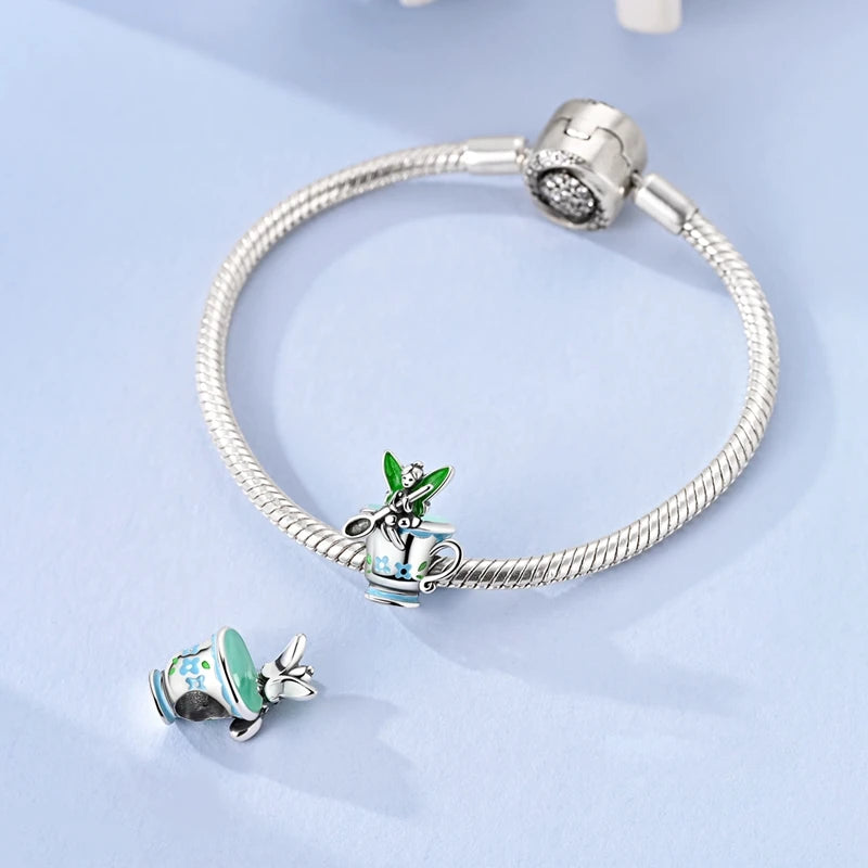 Neu im 925er-Sterlingsilber, grüne Charms, Perlen, Frosch, Kleeblatt, Schildkröte, Anhänger, Schmuck, passend für Original-925-Armbänder für Frauen, DIY-Geschenk