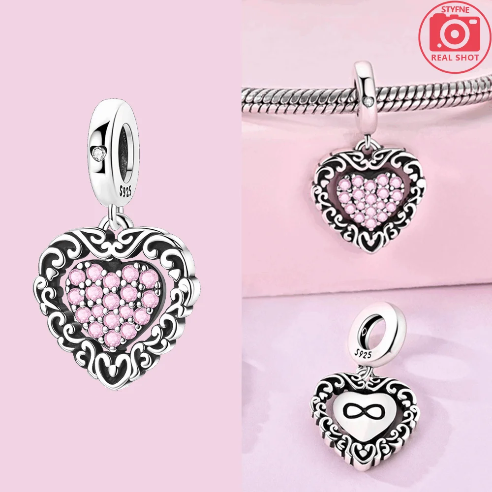 Sterling Silber 925, Fantasie, buntes Herz, Charm-Planeten-Anhänger, Perlen, passend für Original-Armband, Perle für Frauen, edler Schmuck, Geschenk