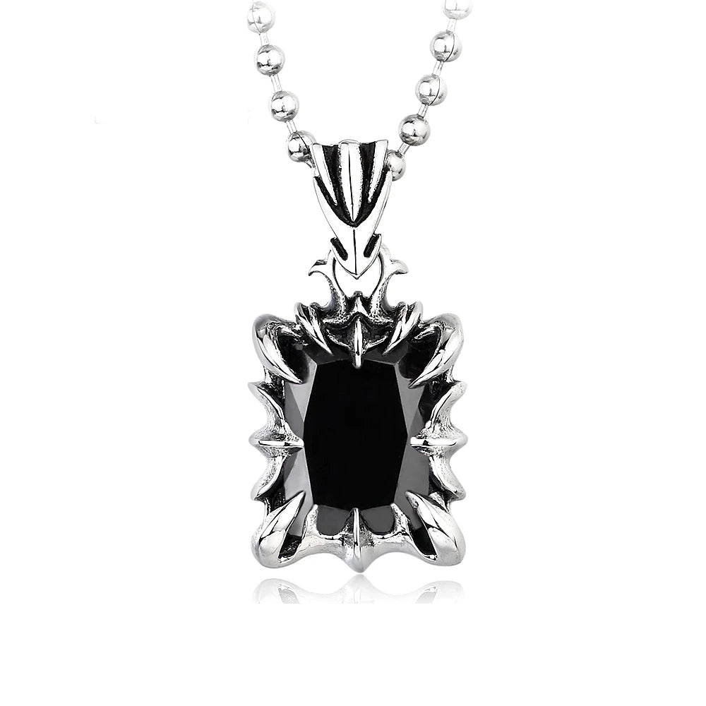 Vintage Mode rot/schwarz/blau/grün Farbe Stein Anhänger Halskette für Männer Frauen Edelstahl Punk Paar Schmuck Drops hipping