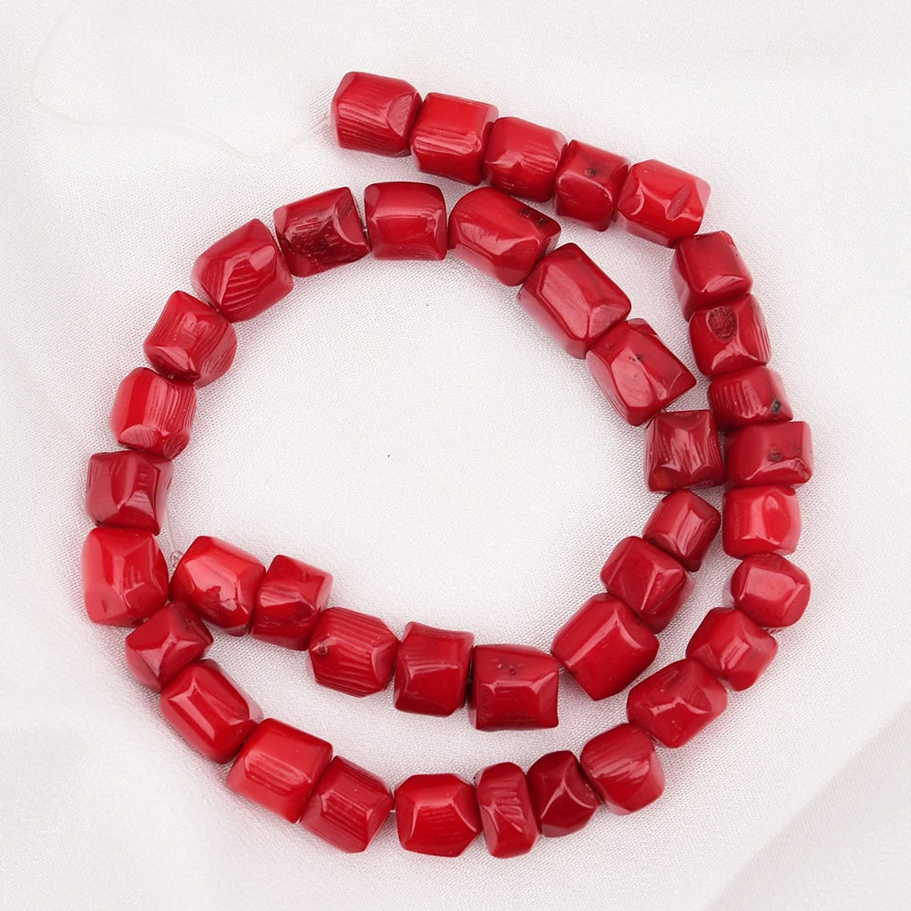 Apdgg eine natürliche Freiheit unregelmäßiges Rad rote Koralle Edelsteine Stein lose Perlen 15.5 ''Stränge Schmuck machen DIY