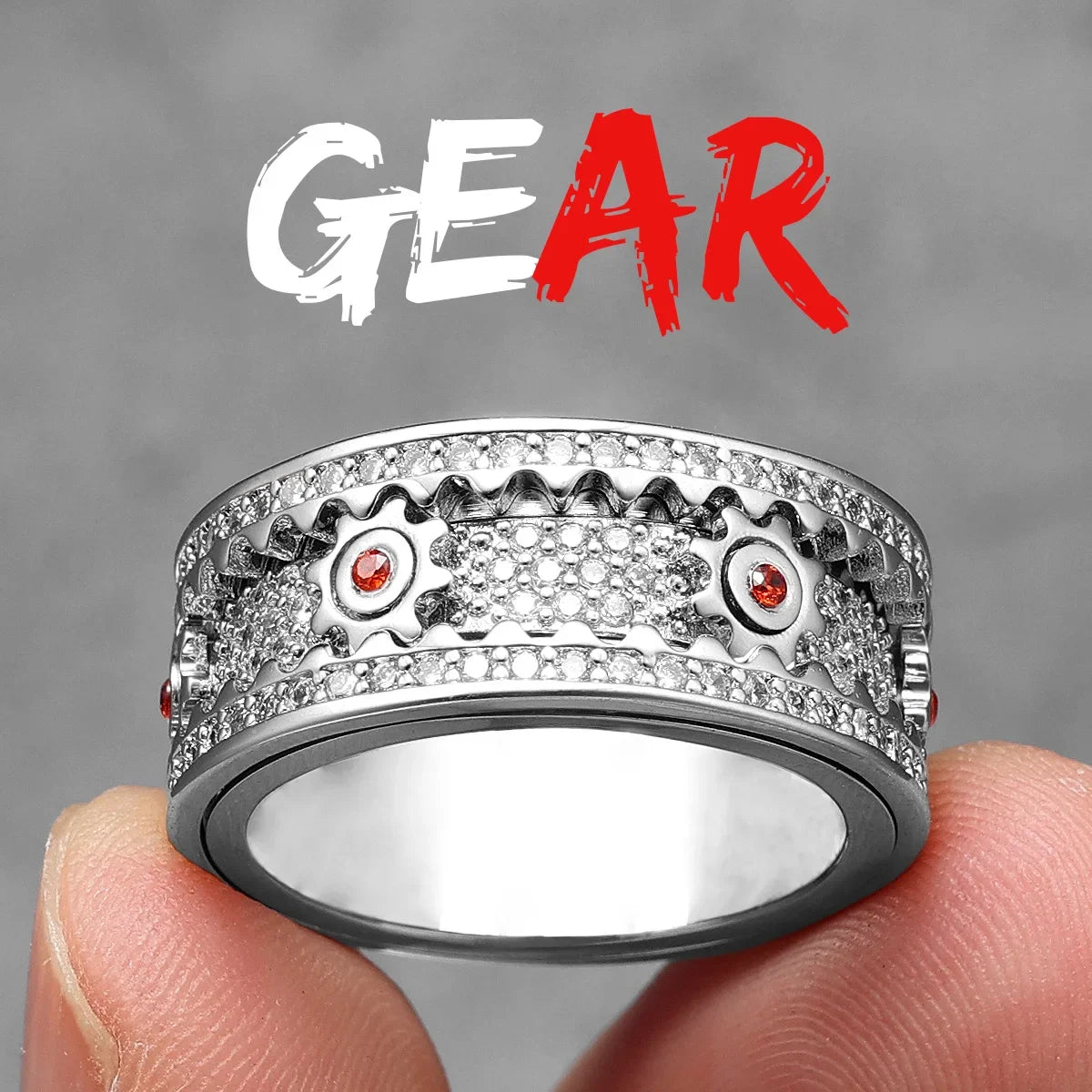 Fidget Spinner Edelstein Getriebe Männer Ringe Edelstahl Frauen Schmuck Punk Neu in Rock Hip Hop Mode Accessoires Geschenk Großhandel
