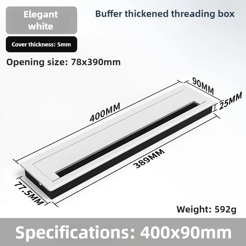1 Stück rechteckige Schreibtisch-Kabeldurchführungen aus Aluminiumlegierung, Abdeckung für Kabelloch, Kabelauslass, Oberflächen-Tischkabelloch, Möbelbeschläge