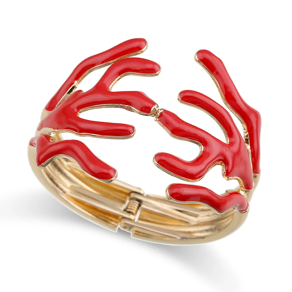 KAYMEN Neues wunderschönes Korallen-Design, luxuriöses Manschettenarmband, Statement-Armreif, Modeschmuck für Frauen, Verlobung, Hochzeit, Zubehör