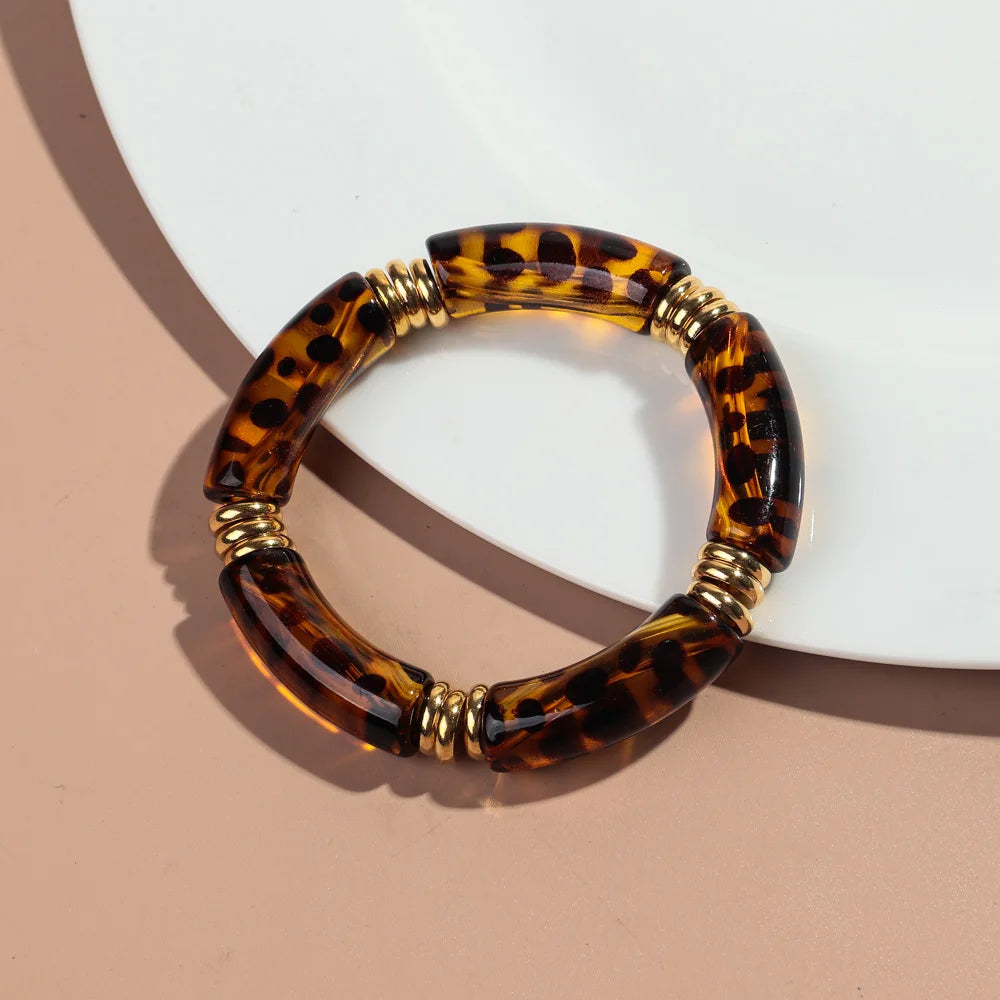 Vintage klobige Bambus-Ellenbogen-Acryl-Armbänder für Damen und Herren, Rock, Punk, Stretch, großes gebogenes Rohr, Stapel-Armreif, Paar-Schmuck, Geschenke