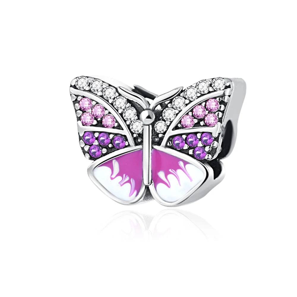 2025 Neu in Original 925 Sterling Silber Bunte Exquisite Schmetterling Serie Charm Fit Armband Halskette DIY Frauen Schmuck Geschenk