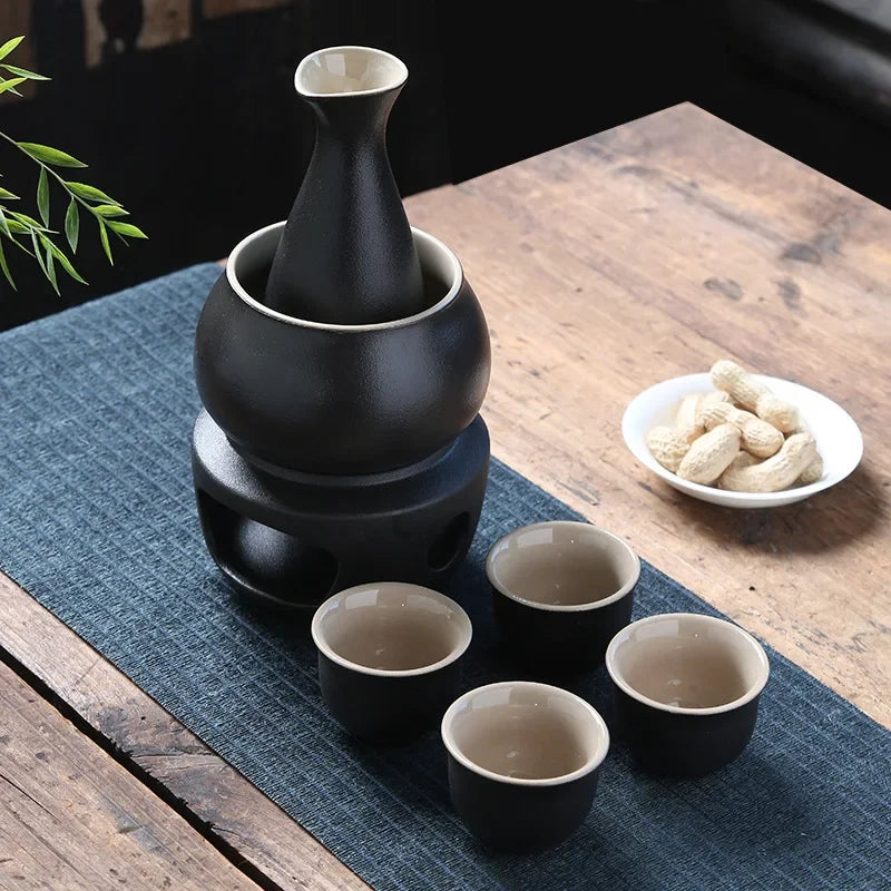 Keramik Sake Set Tassen mit wärmer halten Sake Lagerung Geschenk box, traditionelle Porzellan Keramik heißes Saki Getränk