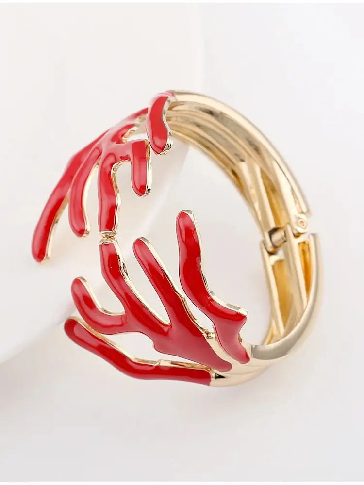 KAYMEN Neues wunderschönes Korallen-Design, luxuriöses Manschettenarmband, Statement-Armreif, Modeschmuck für Frauen, Verlobung, Hochzeit, Zubehör