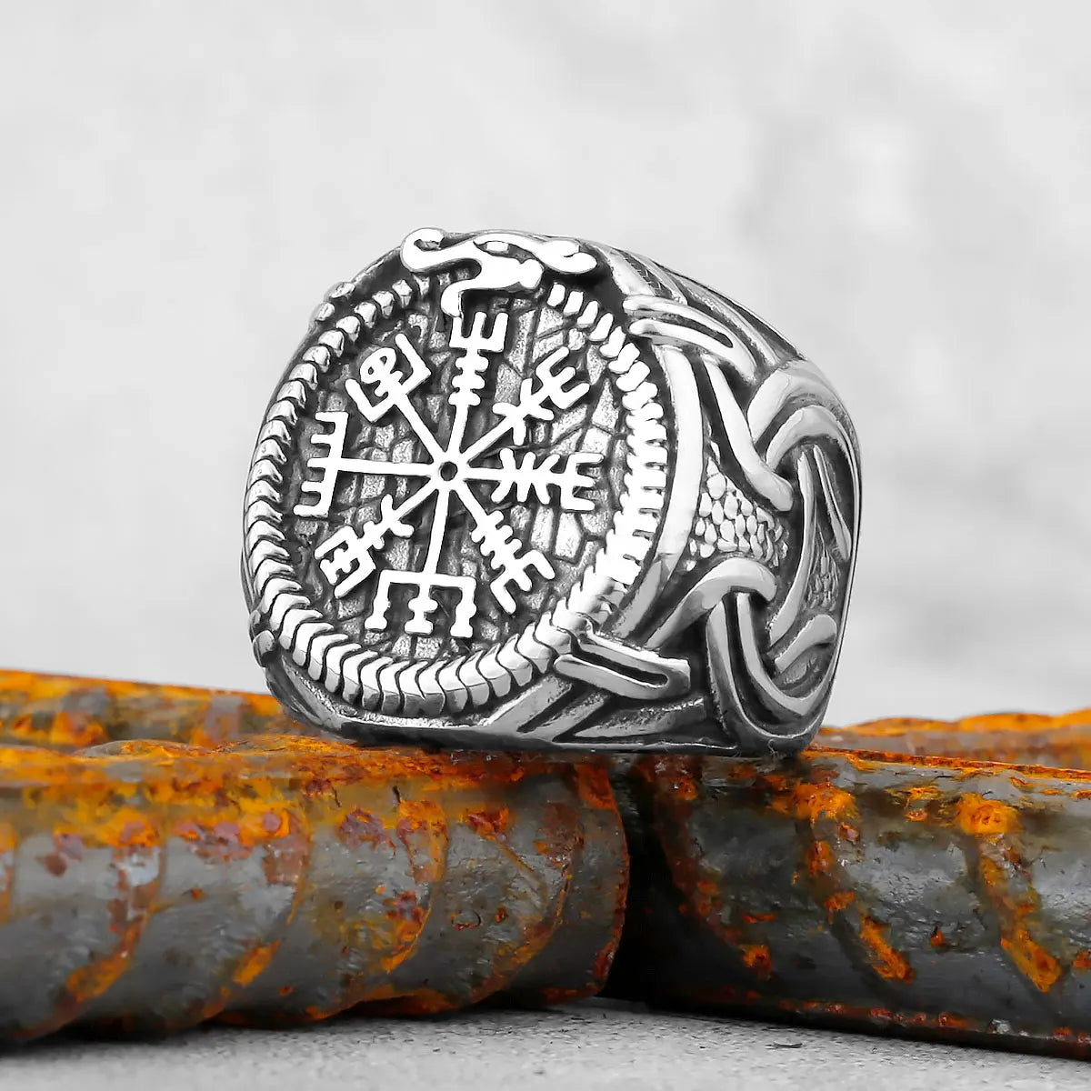 Vintage Edelstahl Wikinger Amulett Ring Nordischer Kompass Runen Männer und Frauen Ringe Teenager Multi Style Schmuck Freund Geschenk