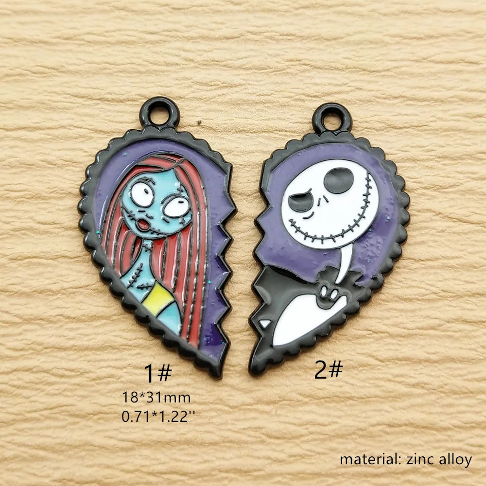 10 Stück Nightmare Before Christmas Charm Schmuckzubehör Emaille Halskette Ohrring Anhänger Diy Herstellung Legierung Metall schwarz plattiert