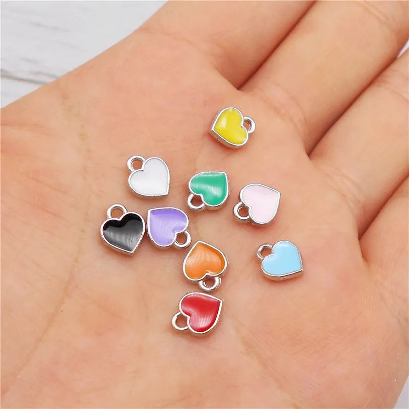 20 Teile/paket Kleine Winzige Emaille Herz Charms Gemischte Farben Legierung Anhänger Für Schmuck Halskette Armband Ohrringe Zubehör Handwerk
