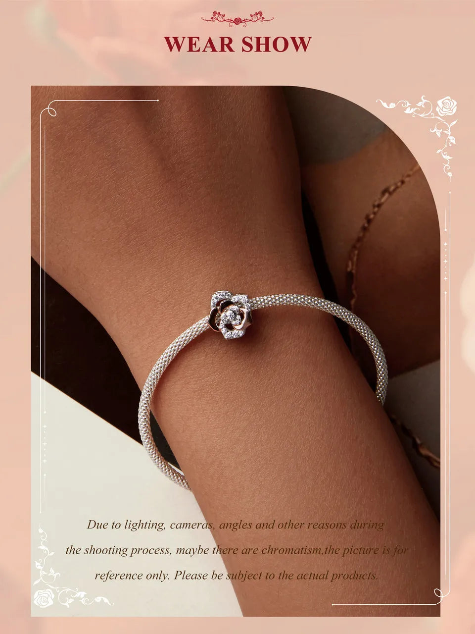 WOSTU Muttertags-Charm aus 925er-Sterlingsilber mit Rosenblüten-Anhänger, Baum des Lebens, Herzperlen, passend für Armbänder, Halsketten, DIY-Geschenk für Mama