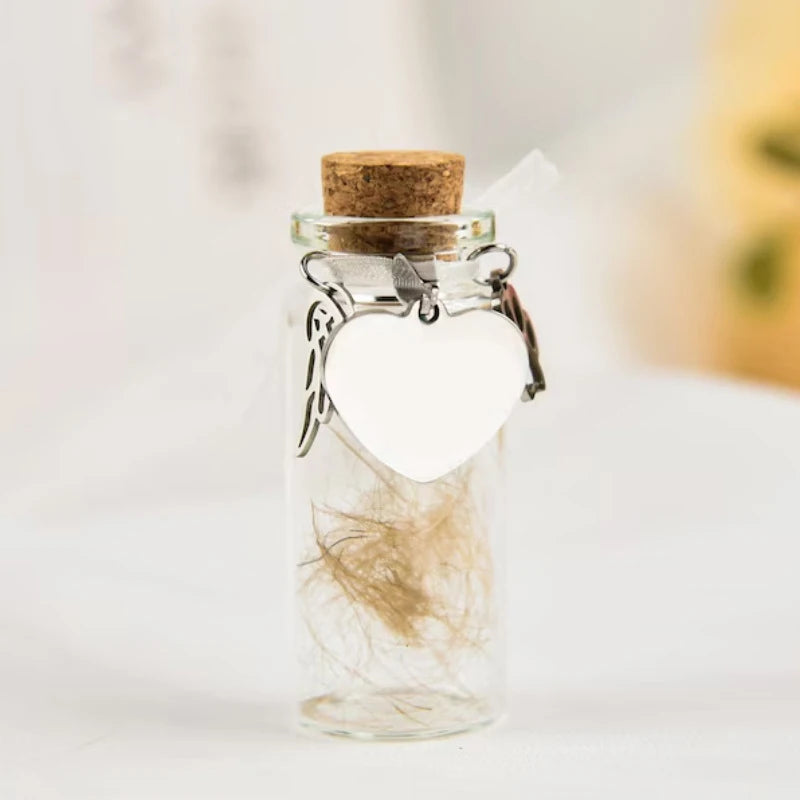 ieniaCC55 SigurPet Gedenkflasche für Haustiere, Haare, Hunde, Katzen, Fell, Andenken, Flaschenaufbewahrung mit 3 silbernen Accessoires, Gedenkurnenbehälter für Haustiere