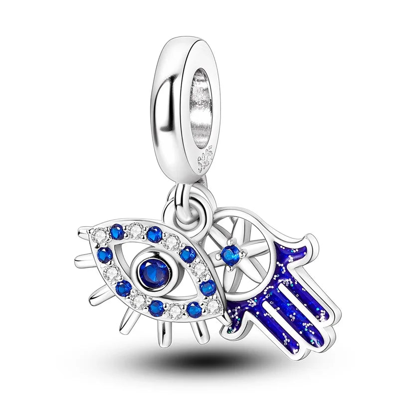Heiße Verkäufe 925 Sterling Silber Charms Perlen Teufel Auge Fatimas Hand Kreuz Perlen Fit Original Armband Frauen DIY schmuck Geschenke