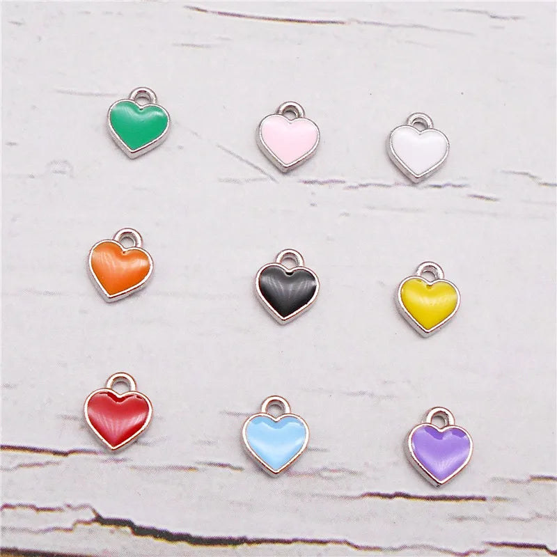 20 Teile/paket Kleine Winzige Emaille Herz Charms Gemischte Farben Legierung Anhänger Für Schmuck Halskette Armband Ohrringe Zubehör Handwerk