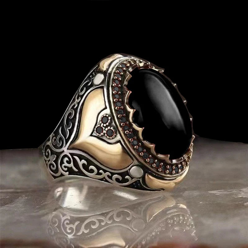 Trendy Handgemachte Nahen Osten Arabisch Türkische Siegelringe Für Männer Alte Silber Farbe Rot Granat Stein Flamme Ring Hochzeit Schmuck