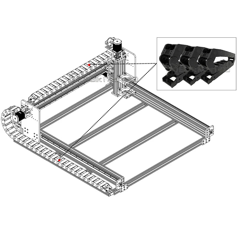 BulkMan3D QS25x50 R40 Kabelschleppketten-Set, nicht zu öffnender Kunststoff-Schleppleinen-Übertragungsdrahtträger für Ultimate Bee CNC-Maschine