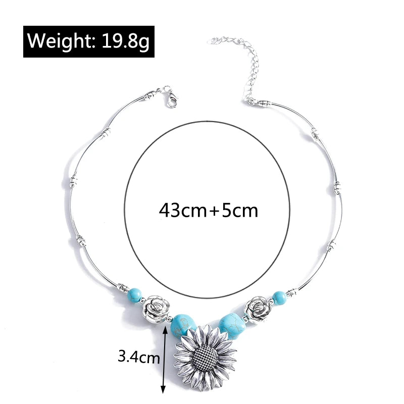 Ethnische Antike Silber Farbe Mond Choker Halsketten für Frauen Boho Türkis Halskette Mädchen Partei Schmuck Geschenke
