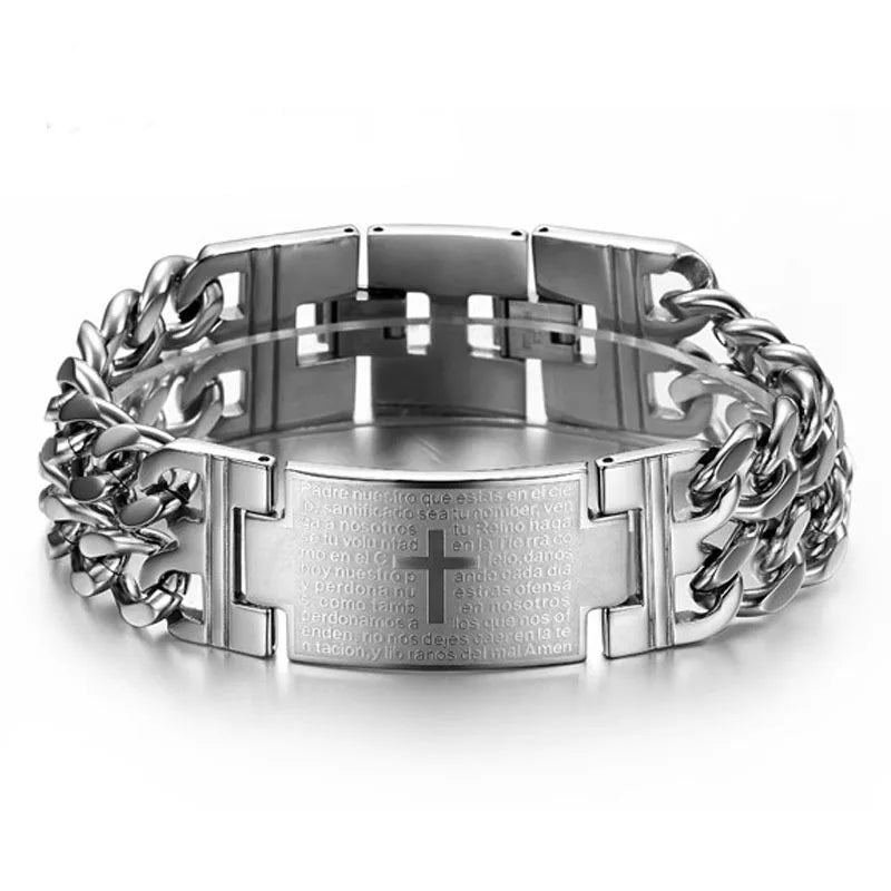 HNSP 24MM Breite 316L Edelstahl Kubanischen Kette Kreuz Armband Für Männer Schmuck Männliche Hand Kette Wrap Armbänder Punk zubehör