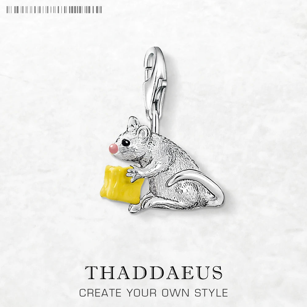 Maus- und Käse-Charms-Anhänger, passend für Europa-Armbänder, europäischer Stil, 925er Sterlingsilber, süßer Modeschmuck, Club für Damen und Herren