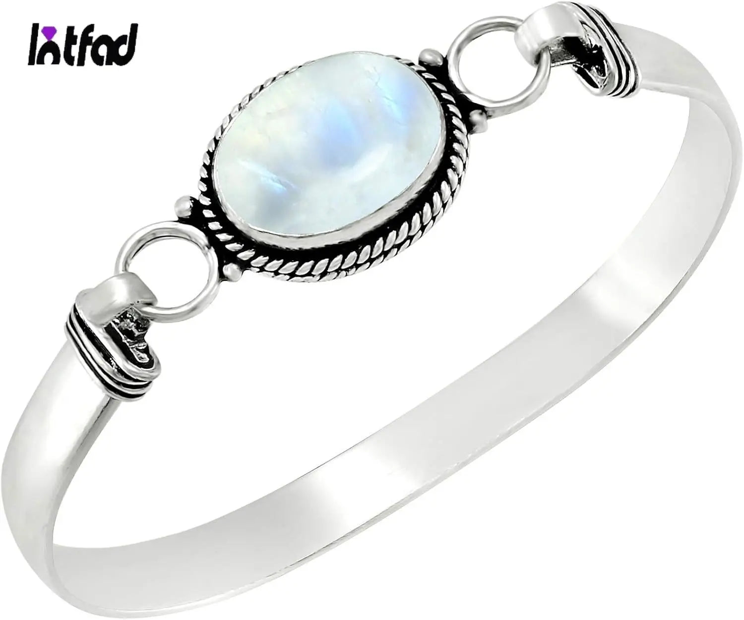 Vintage-Armreif aus 925er Silber, natürlicher ovaler Mondstein, handgefertigter Armreif mit Geburtsstein, Geschenke, edler Schmuck für Damen und Herren