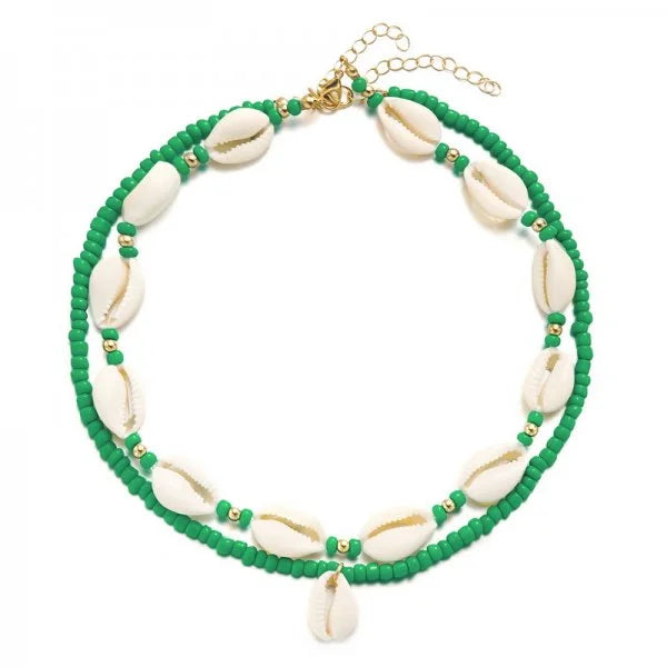 Doppelschicht Strand Muschel Halsband Halsketten Böhmische Natürliche Shell Kurzen Kragen Für Frauen Seil Kette Halsband Zubehör