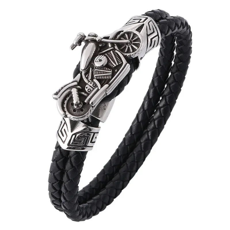 Vintage handgewebtes umweltfreundliches Leder-Kreuzarmband mit Magnetverschluss, modischer Anhänger für Herren, religiöser Amulett-Schmuck