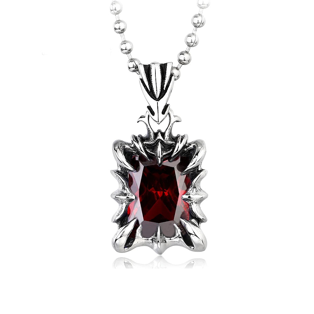 Vintage Mode rot/schwarz/blau/grün Farbe Stein Anhänger Halskette für Männer Frauen Edelstahl Punk Paar Schmuck Drops hipping