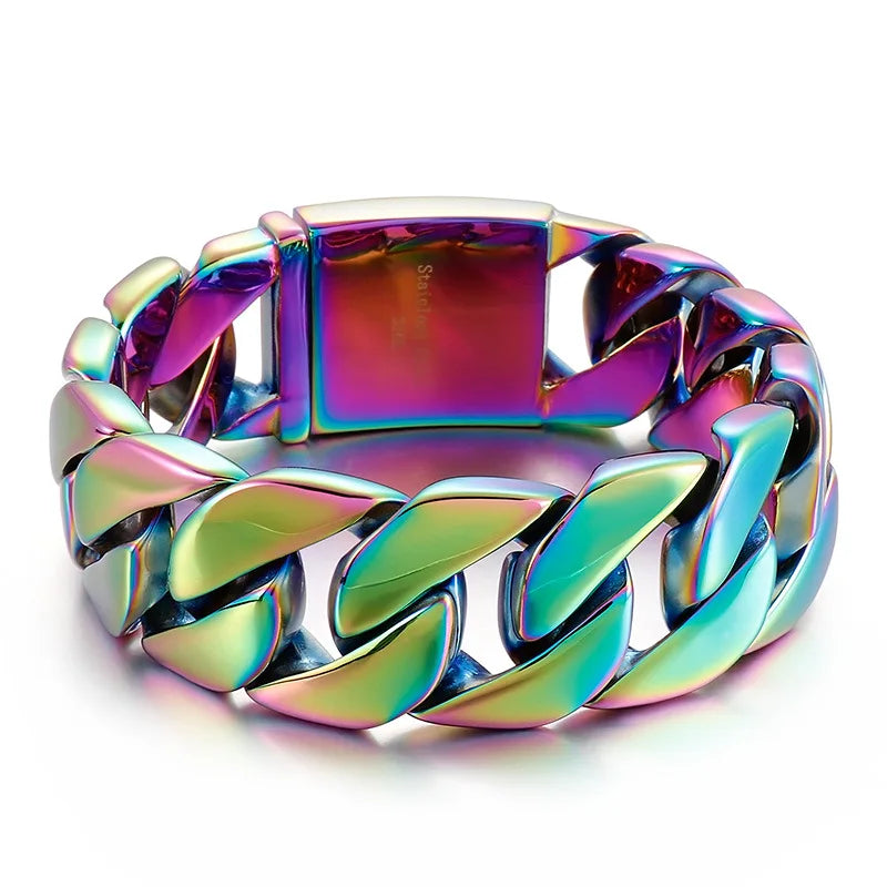 20/26/31MM 316L Edelstahl Curb Kubanisches Armband Riesige Schwere Silber Farbe Ton Schmuck Herren Frauen Biker Bike Kette Armbänder