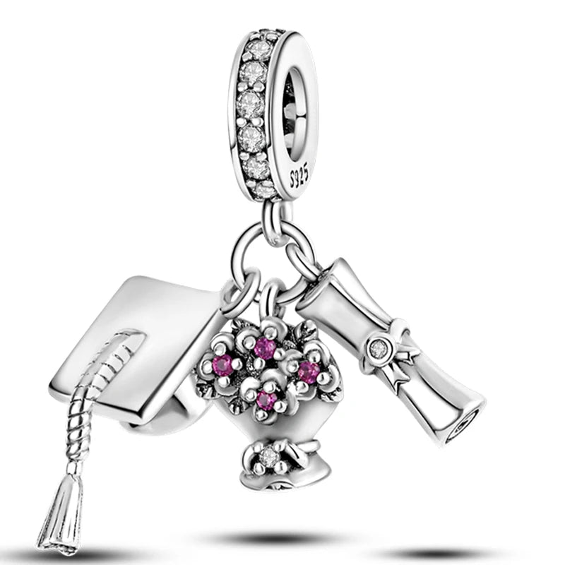 Heißer Verkauf Charms Perlen 925 Sterling Silber Farbe Bogen Kreuz Lebensbaum Perlen Fit DIY Original Armreif Charme Anhänger Schmuck
