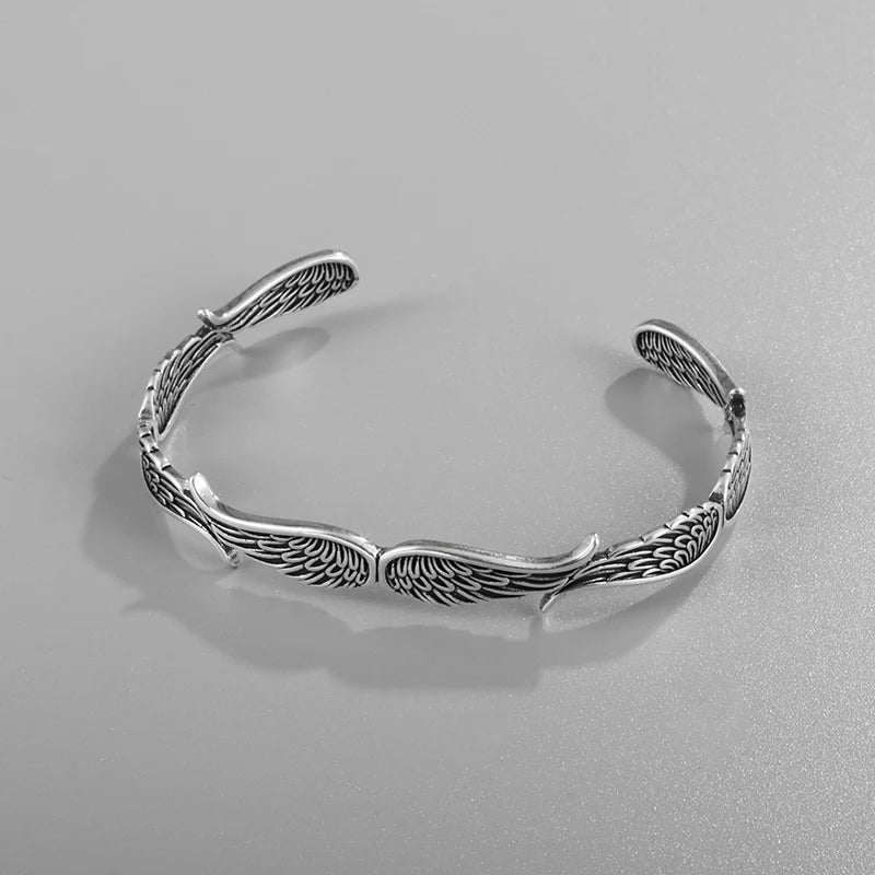 Retro Kreatives Design Engelsflügel Metall Offene Armreif Armbänder für Männer Frauen Cool Glamour Party Biker Schmuck