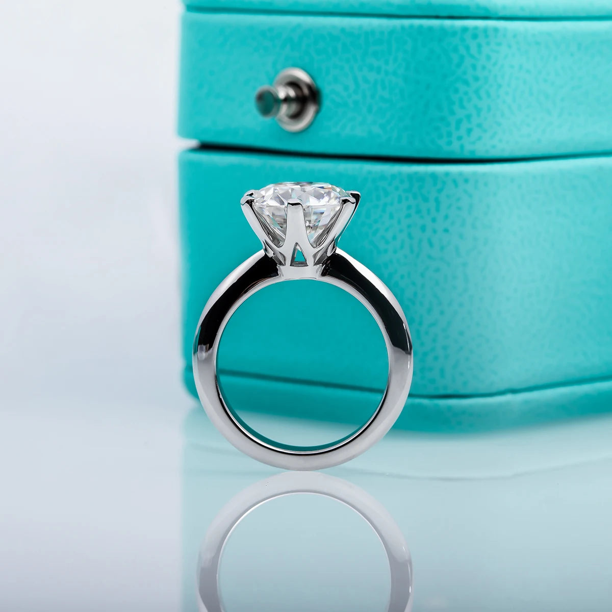 AnuJewel 1ct 2ct 3ct 5ct D Farbe Moissanit Verlobungsring für Frauen 925 Sterling Silber Vergoldet Solitär Ringe Großhandel
