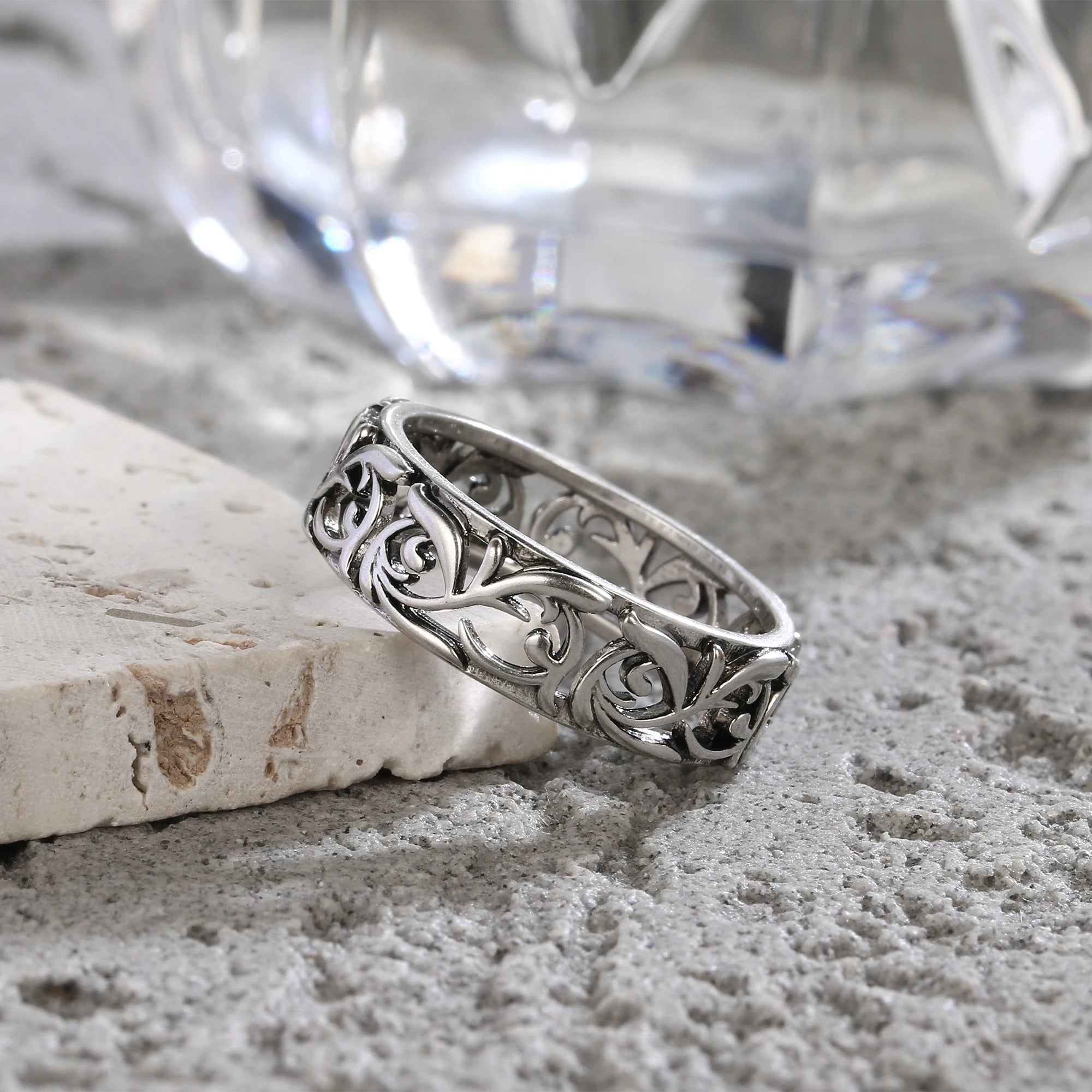 Ringe aus 925er-Sterlingsilber, ausgehöhlt, Vintage-Blumenform, mit Retro-Silber, Hip-Pop, coole Ringe, edler Schmuck, Geschenk für Damen und Herren