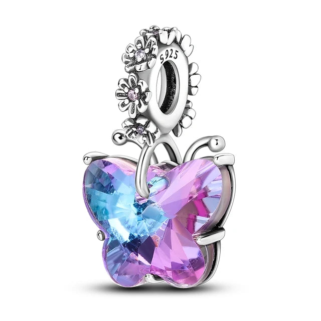 2025 Neu in Original 925 Sterling Silber Bunte Exquisite Schmetterling Serie Charm Fit Armband Halskette DIY Frauen Schmuck Geschenk