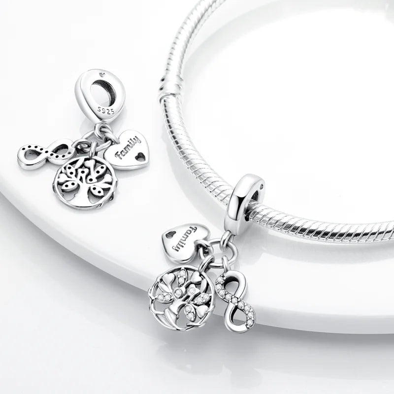 Heißer Verkauf Charms Perlen 925 Sterling Silber Farbe Bogen Kreuz Lebensbaum Perlen Fit DIY Original Armreif Charme Anhänger Schmuck
