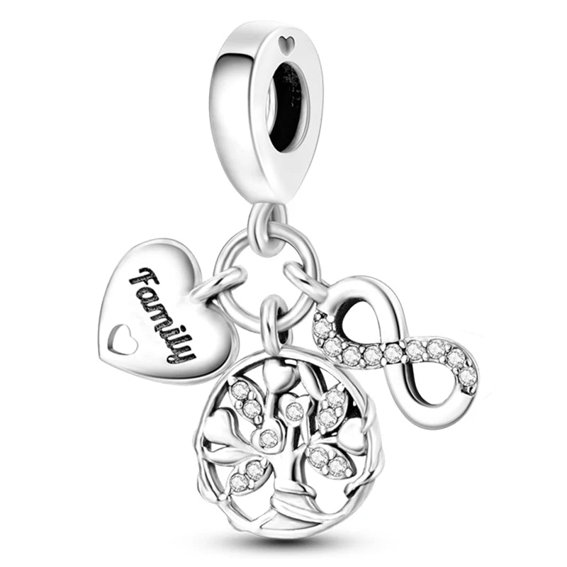 Heißer Verkauf Charms Perlen 925 Sterling Silber Farbe Bogen Kreuz Lebensbaum Perlen Fit DIY Original Armreif Charme Anhänger Schmuck