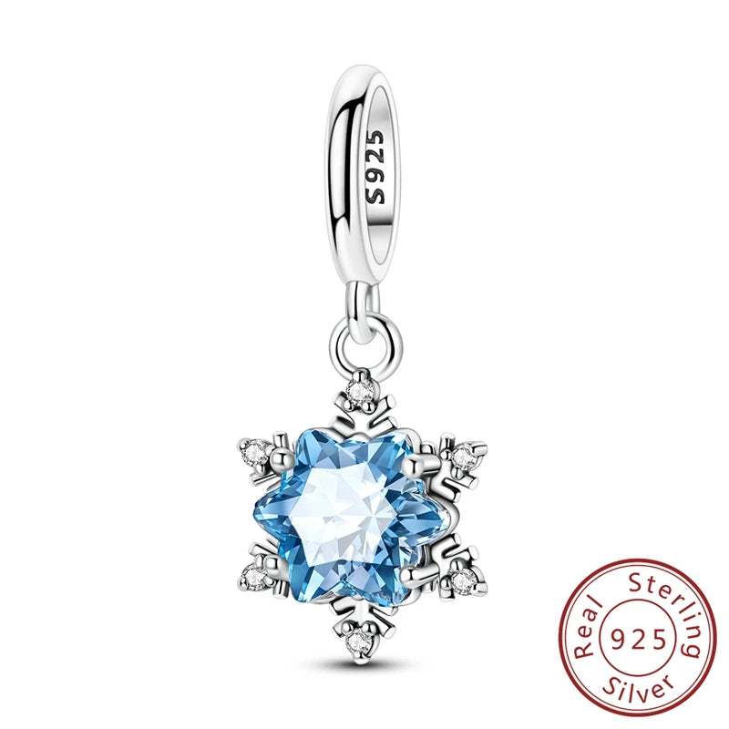 Winter-Charm, Original-Charm-Anhänger aus 925er-Sterlingsilber, Schneeflocke, Schneemann, Pinguin, für Frauen, feiner DIY-Geburtstagsschmuck, Geschenke